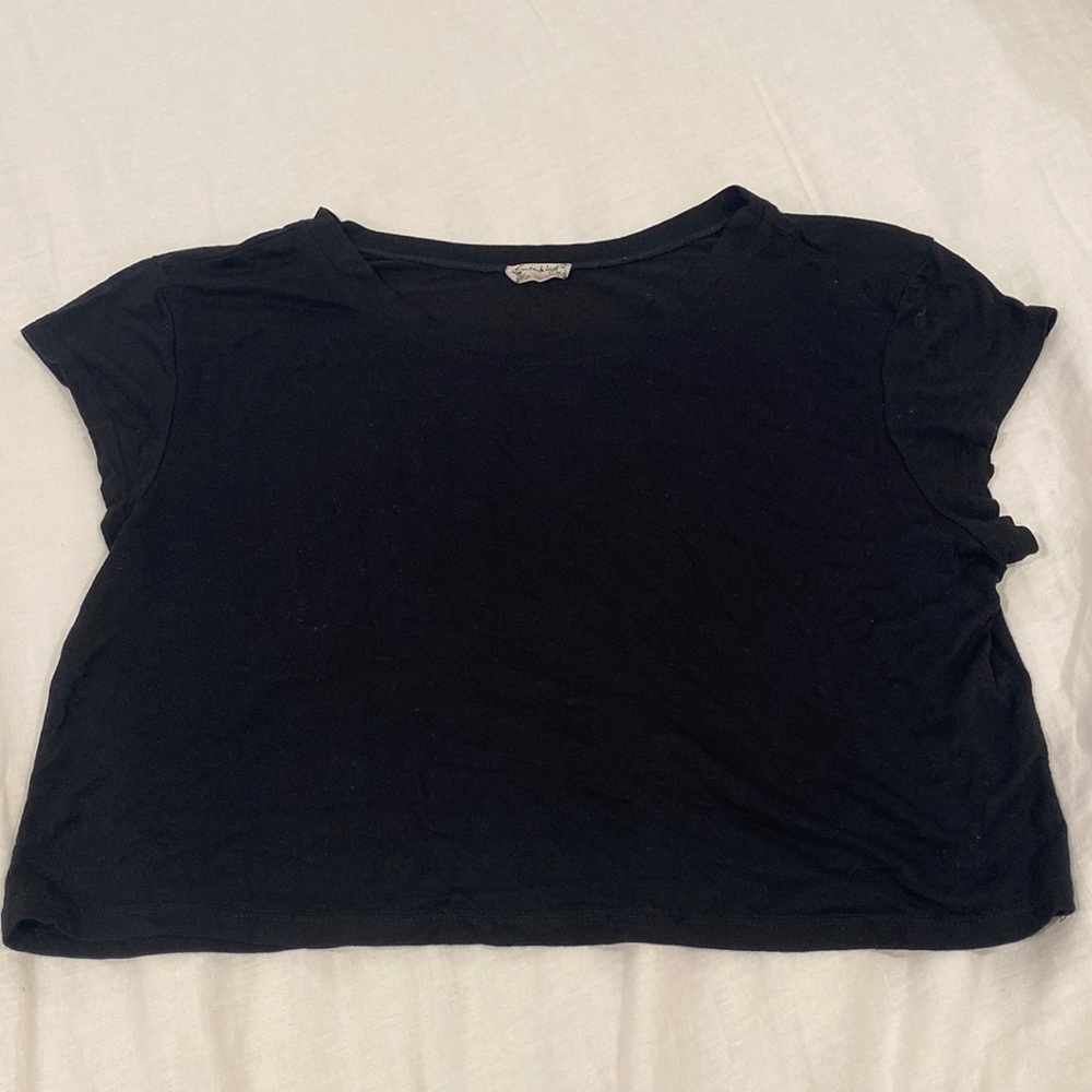 Free People Black Cropped Tee